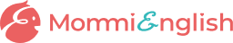 MommiEnglish logo in red and green